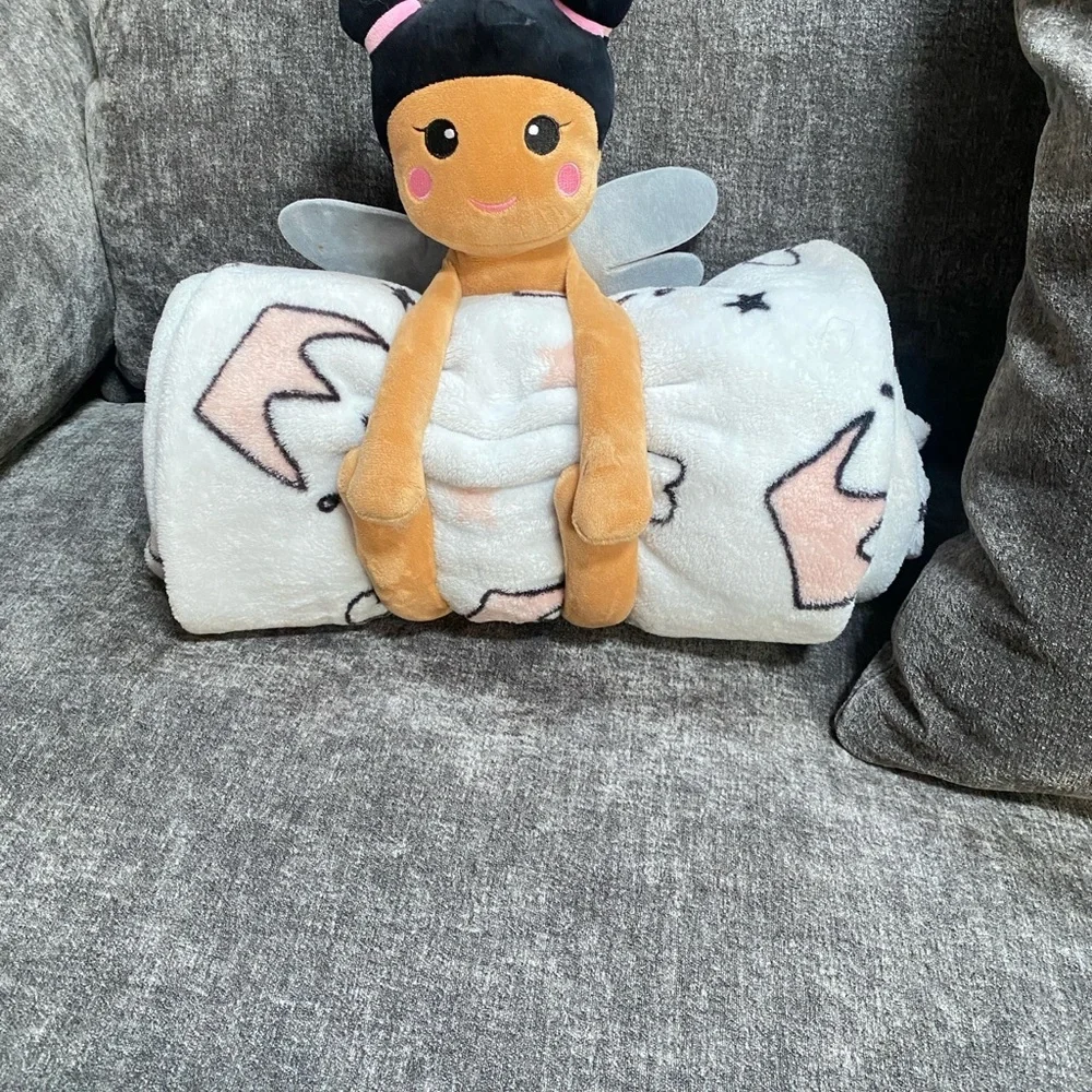 Kids Fairy Plush Doll with Blanket - Pink and White